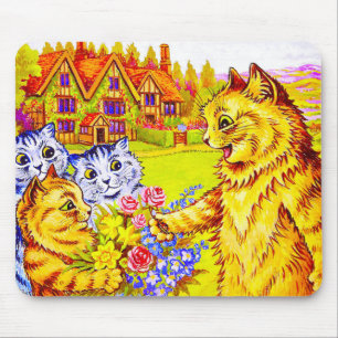 Alfombrilla De Ratón Familia Cat en el Jardín