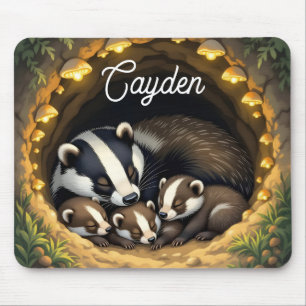 Alfombrilla De Ratón Familia Cute Badger personalizada