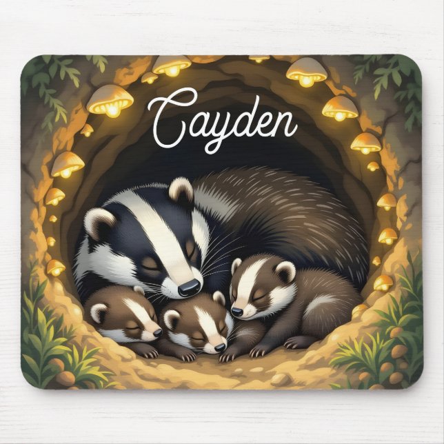 Alfombrilla De Ratón Familia Cute Badger personalizada (Frente)