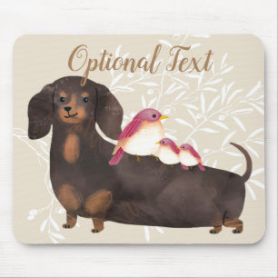 Alfombrilla De Ratón Familia Dachshund y Aves