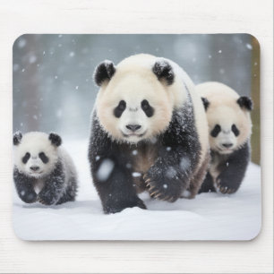 Alfombrilla De Ratón Familia de animales de Panda navegando por la natu