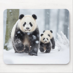 Alfombrilla De Ratón Familia de animales de Panda navegando por la natu