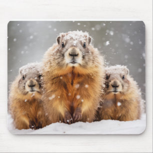 Alfombrilla De Ratón Familia de animales marmot vagando por la naturale