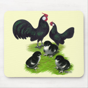 Alfombrilla De Ratón Familia de Bantam Negro Rosecomb
