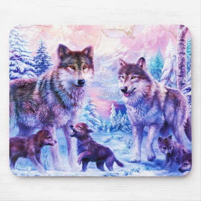 Alfombrilla De Ratón Familia del lobo (Frente)