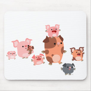 Alfombrilla De Ratón Familia linda Mousepad del cerdo del dibujo