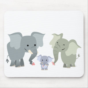 Alfombrilla De Ratón Familia linda Mousepad del elefante del dibujo