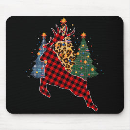 Alfombrilla De Ratón Familia Red Plaid Reindeo Buffalo Deer Pajama