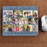 Alfombrilla De Ratón Familia y amigos citan 12 Collage de fotos azul<br><div class="desc">Crea tu propio mousepad de collage de fotos con citas familiares en una tipografía de escritura elegante. La plantilla de fotos está configurada para que añadas 12 de tus imágenes favoritas, que se muestran en una moderna cuadrícula de fotos de paisajes y retratos. El dicho dice "la familia y los...</div>