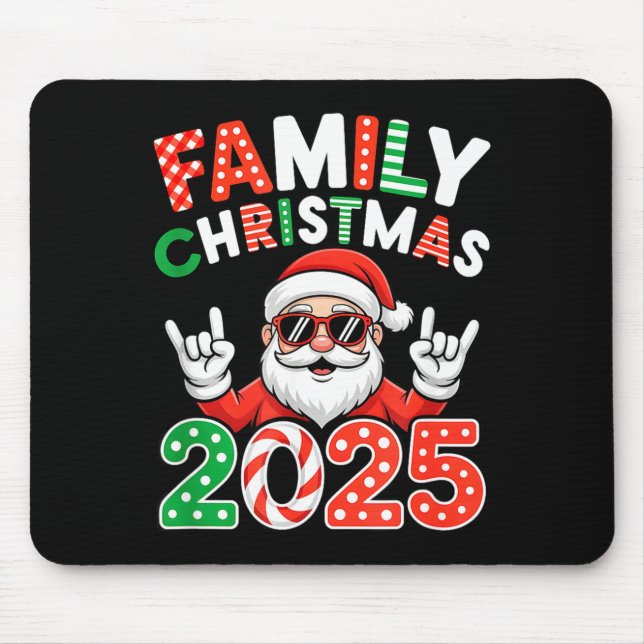 Alfombrilla De Ratón Family Christmas 2025 Rocker Santa Sungles Matchin (Frente)