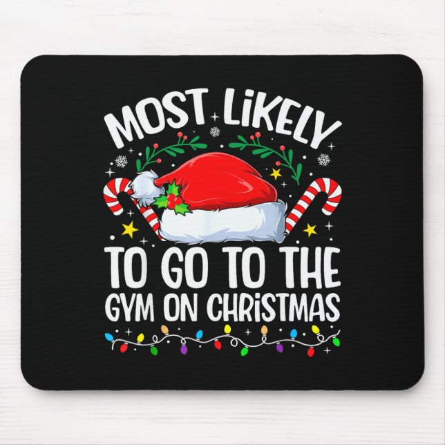 Alfombrilla De Ratón Family Christmas Most Likely To Go To The Gym On C (Frente)