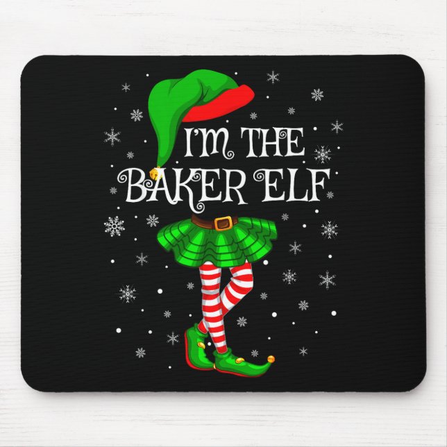 Alfombrilla De Ratón Family Matching Women Girls I'm The Baker Elf Chri (Frente)