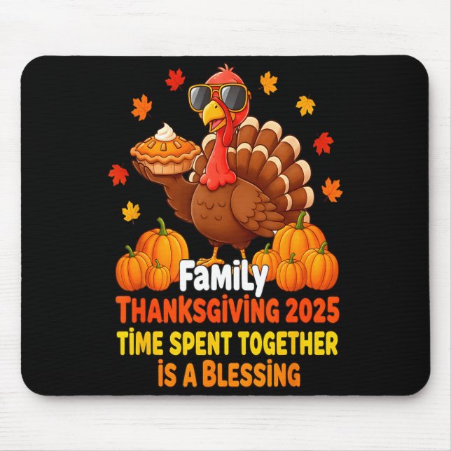 Alfombrilla De Ratón Family Thanksgiving Crew 2025 Funny Turkey Matchin (Frente)