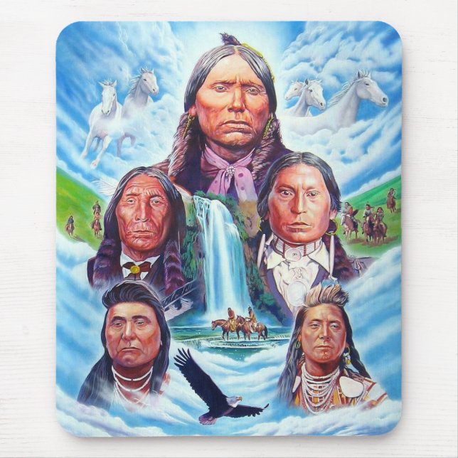 Alfombrilla De Ratón Famosos jefes indios nativos estadounidenses pinta (Frente)