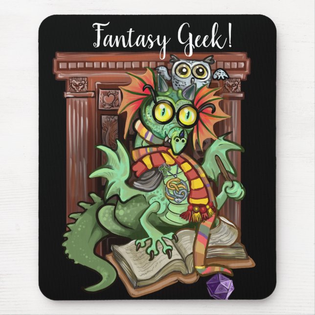 Alfombrilla De Ratón Fan Dragon "Fantasy Geek" (Frente)