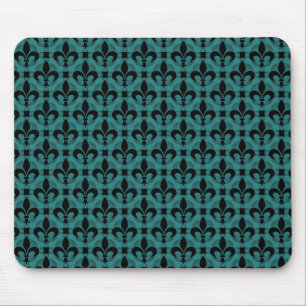 Alfombrilla De Ratón Fancy Fleur de lis Mousepad verde azulado