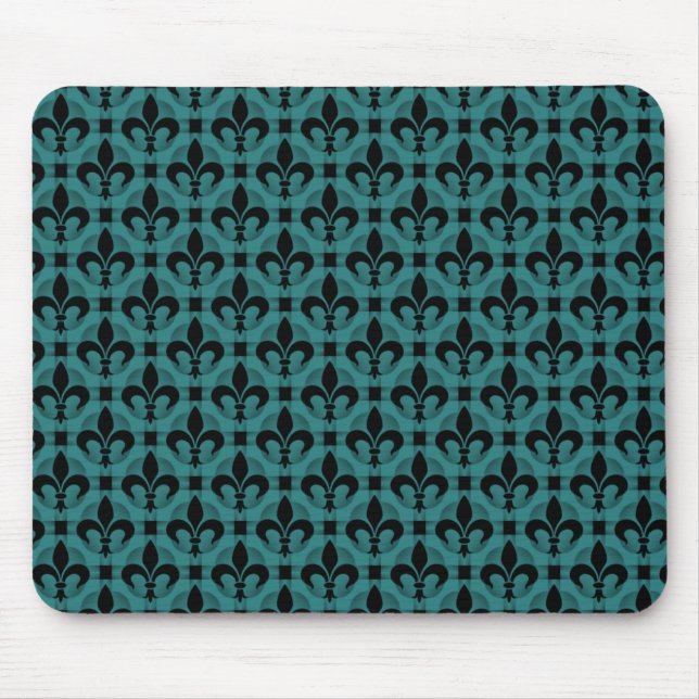 Alfombrilla De Ratón Fancy Fleur de lis Mousepad verde azulado (Frente)