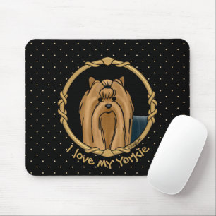 Alfombrilla De Ratón Fancy Frame Yorkshire Terrier Yorkie Portrait Cute
