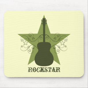 Alfombrilla De Ratón Fancy Guitar Star Swirls Mousepad, Green