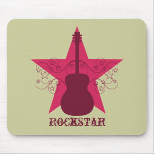 Alfombrilla De Ratón Fancy Guitar Star Swirls Mousepad, Magenta