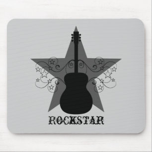 Alfombrilla De Ratón Fancy Guitar Star Swirls Mousepad, negro