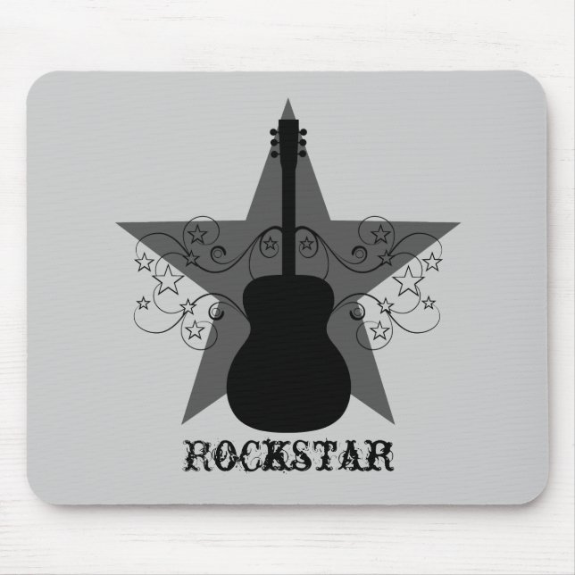 Alfombrilla De Ratón Fancy Guitar Star Swirls Mousepad, negro (Frente)