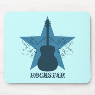 Alfombrilla De Ratón Fancy Guitar Star Swirls Mousepad, Royal Blue