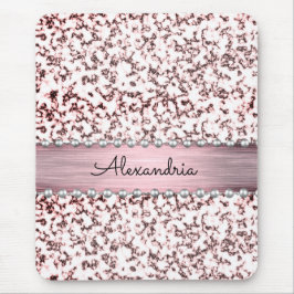 Alfombrilla De Ratón Fancy Pink Rubor Marble Purpurina personalizado