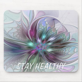 Alfombrilla De Ratón Fantasía colorida Resumen Flor Fractal Moderna