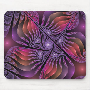 Alfombrilla De Ratón Fantasía colorida Resumen Trippy Purple Fractal