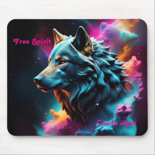 Alfombrilla De Ratón Fantasía cósmica surrealista Wolf Personalizado Re