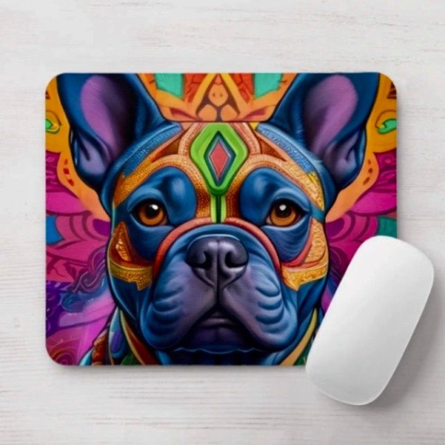 Alfombrilla De Ratón Fantasía de Cumpleaños Divertida de Frenchie (Frenchie mousepad durable dust and stain resistant non -slip rubber backing. D: 9.25" L x 7.75"W. )
