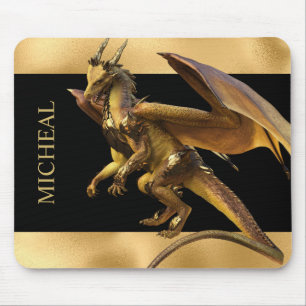 Alfombrilla De Ratón Fantasía de Dragón de Oro Personalizado