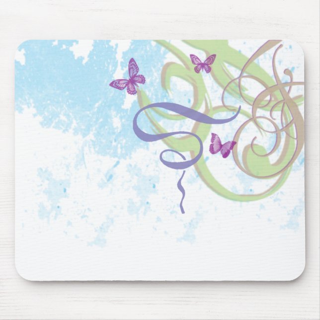 Alfombrilla De Ratón Fantasía de la primavera - remolinos y mariposas - (Frente)