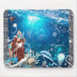 Alfombrilla De Ratón Fantasia de Sirena Cabeza Roja Playa Encantada
