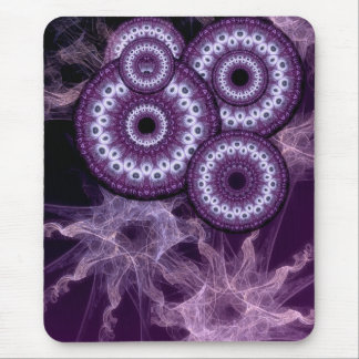 Alfombrilla De Ratón Fantasía fractal de un círculo púrpura