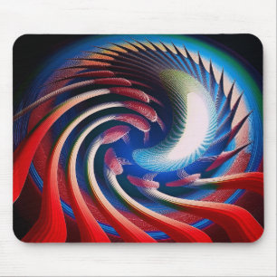 Alfombrilla De Ratón Fantasía fractal roja blanca y azul