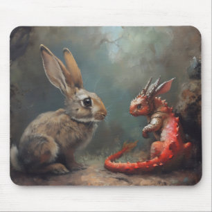 Alfombrilla De Ratón Fantasía por dragón y conejo