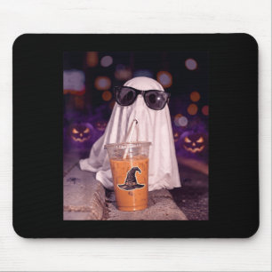 Alfombrilla De Ratón Fantasma boo genial bebiendo café helado Halloween