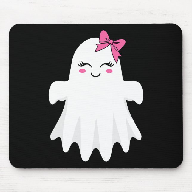 Alfombrilla De Ratón Fantasma Cuidada Con Vestido De Halloween De Bow B (Frente)