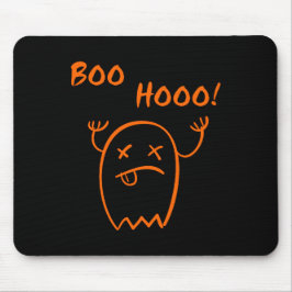 Alfombrilla De Ratón Fantasma de Halloween Boo Hooo Oscuro Monocromo