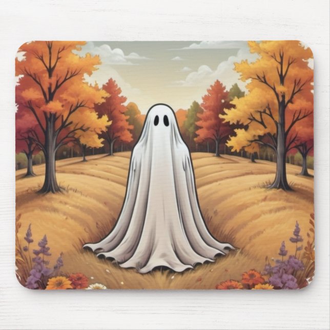 Alfombrilla De Ratón Fantasma en el bosque otoñal (Frente)