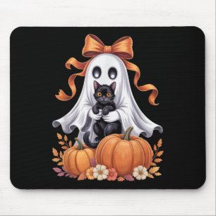 Alfombrilla De Ratón Fantasma Espeluznante Sosteniendo Gato Negro Flora