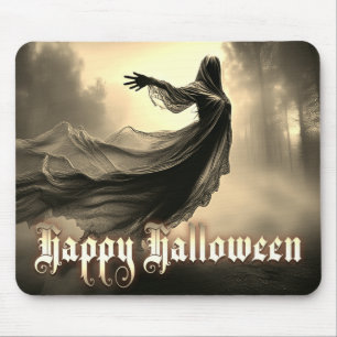 Alfombrilla De Ratón Fantasma Femenina Negra en Infierno - Halloween