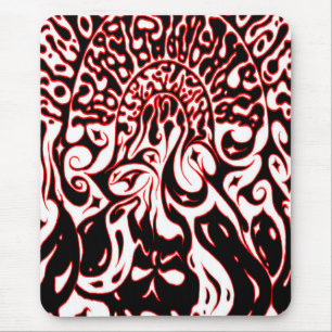 Alfombrilla De Ratón Fantasma psicodélico - Blanco negro y rojo