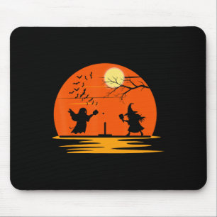 Alfombrilla De Ratón Fantasma Y Bruja Jugando Pelota De Pickleball Hall