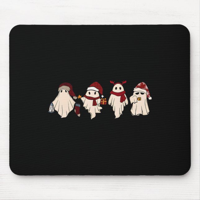 Alfombrilla De Ratón Fantasmas de ghost Santa Sat Cute Navidades retro (Frente)