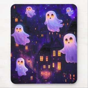 Alfombrilla De Ratón Fantasmas voladores de la medianoche de Halloween 