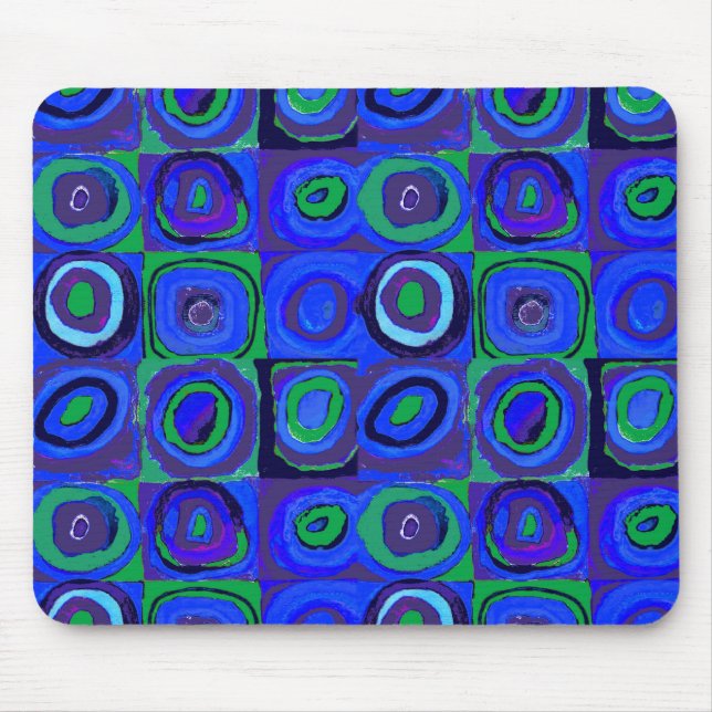 Alfombrilla De Ratón Farbstudie Quadrate Cuadrados Círculos Azules (Frente)