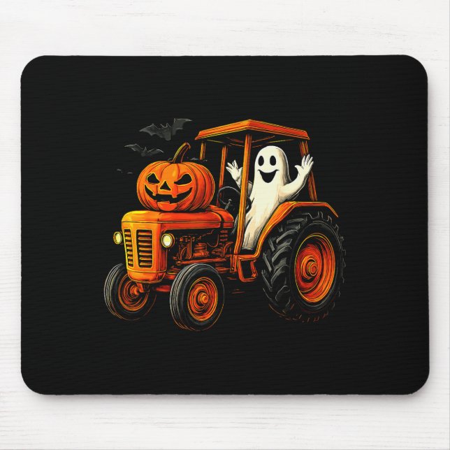 Alfombrilla De Ratón Farmer Ghost Tractor Pumpkin Soky Season Halloween (Frente)